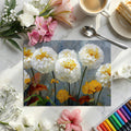 Impressionistic Marigold Bloom Mural Wallpaper in Yellow and Grey Mural Wallpaper - room preview 02