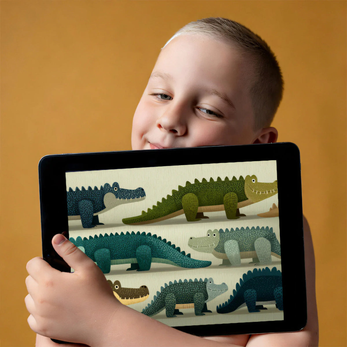 Friendly Crocodile Parade Mural Wallpaper — Whimsical Nature Design Mural Wallpaper - room preview 02
