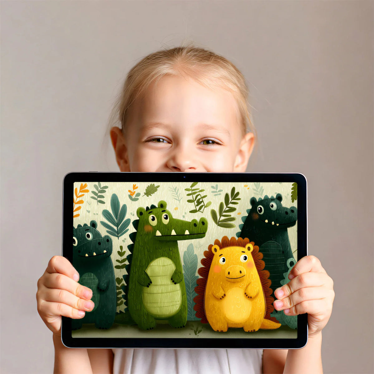 Friendly Forest Crocodile Mural Wallpaper —Whimsical Kids Pattern Mural Wallpaper - room preview 02