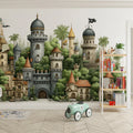 Enchanted Castle Mural Wallpaper — Whimsical Architectural Illustration Mural Wallpaper - room preview 02