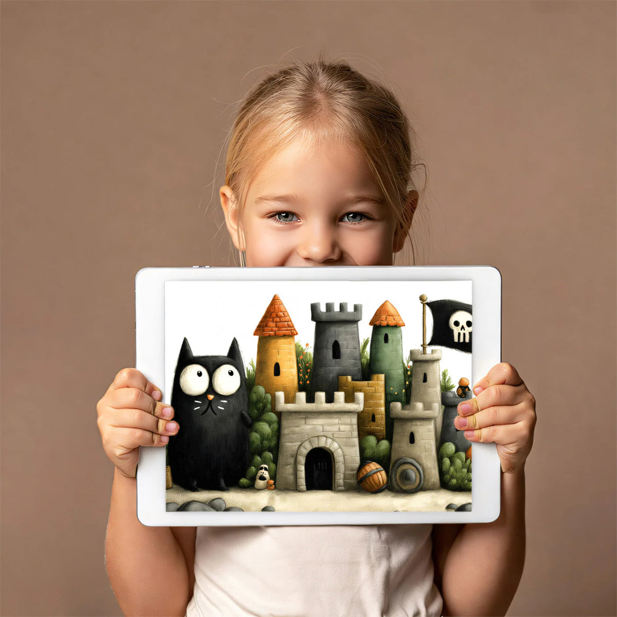 Whimsical Pirate Cat Castle Mural Wallpaper — Child’s Play Decor Mural Wallpaper - room preview 02