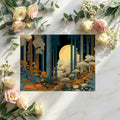 Midnight Forest Walk Mural Wallpaper — Stylized Nature Scene Mural Wallpaper - room preview 02