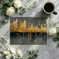 Gilded Skyline Mural Wallpaper — Abstract Gold and Charcoal Mural Wallpaper - room preview 02