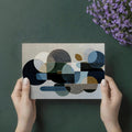 Abstract Geometric Circles Mural Wallpaper in Deep Blues and Ochre Mural Wallpaper - room preview 02