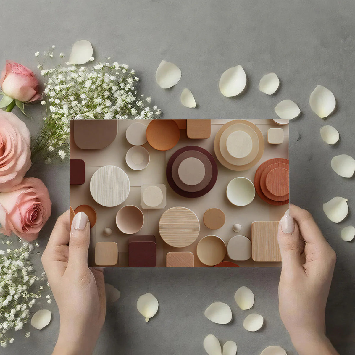 Abstract Geometric Textured Mural Wallpaper in Warm Earth Tones Mural Wallpaper - room preview 02