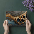 Gilded Liquid Marble Mural Wallpaper — Fluid Abstract Art Mural Wallpaper - room preview 02