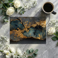 Gilded Slate Abstract Mural Wallpaper with Textured Gold Accents Mural Wallpaper - room preview 02
