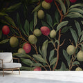 Olive Grove Botanical Mural Wallpaper in Dark Moody Tones Mural Wallpaper - room preview 02