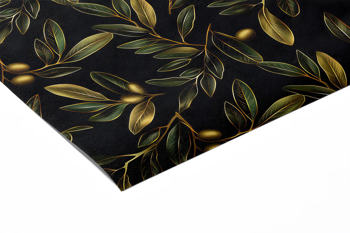 Gilded Olive Branch Mural Wallpaper in Deep Charcoal Mural Wallpaper - room preview 02