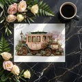 Vintage Carriage Floral Mural Wallpaper — Whimsical Garden Scene Mural Wallpaper - room preview 02