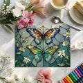 Stained Glass Butterfly Mural Wallpaper — Artistic Floral Decor Mural Wallpaper - room preview 02