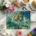 Stained Glass Butterfly Mural Wallpaper — Artistic Floral Decor Mural Wallpaper - room preview 02