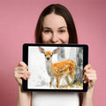 Fawn in the Woodland Mural Wallpaper — Artistic Deer Illustration Mural Wallpaper - room preview 02