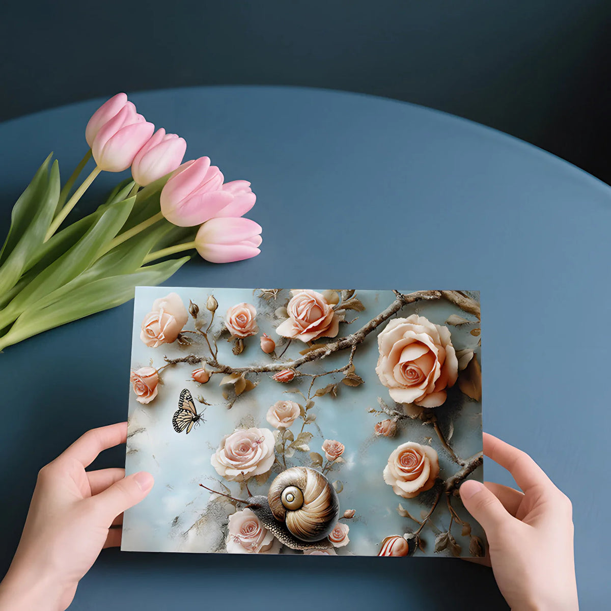 Rose Garden Snail and Butterfly Mural Wallpaper — Whimsical Decor Mural Wallpaper - room preview 02