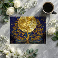 Celestial Moonlit Tree Mural Wallpaper — Gold and Navy Design Mural Wallpaper - room preview 02