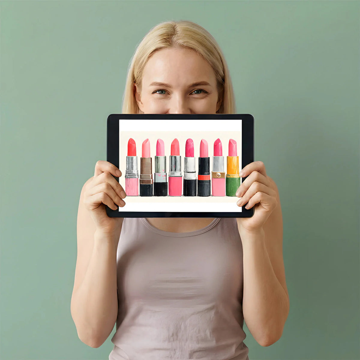 Vintage Lipstick Collection Mural Wallpaper —Playful Pop Art Mural Wallpaper - room preview 02