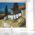 Mediterranean Countryside Oil Painting Mural Wallpaper - room preview 02