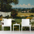 Sun-Drenched Countryside Oil Painting Mural Wallpaper - room preview 02