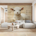 Vintage Lamb and Musical Notes Mural Wallpaper - room preview 02
