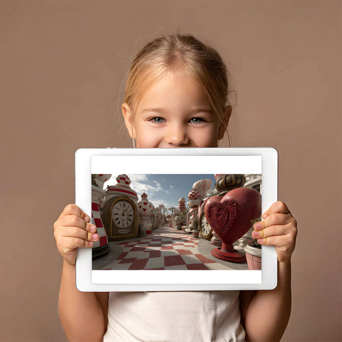 Wonderland Chess Board Mural Wallpaper — Whimsical Fantasy Design Mural Wallpaper - room preview 02