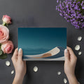 Minimalist Sand Dune Horizon Mural Wallpaper — Teal and White Mural Wallpaper - room preview 02