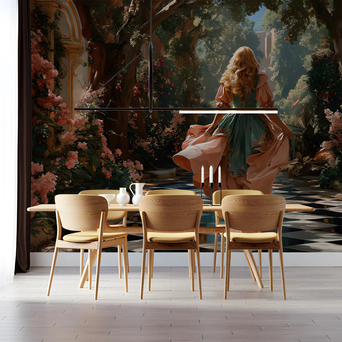 Enchanted Garden Path Mural Wallpaper — Romantic Fantasy Scene Mural Wallpaper - room preview 02