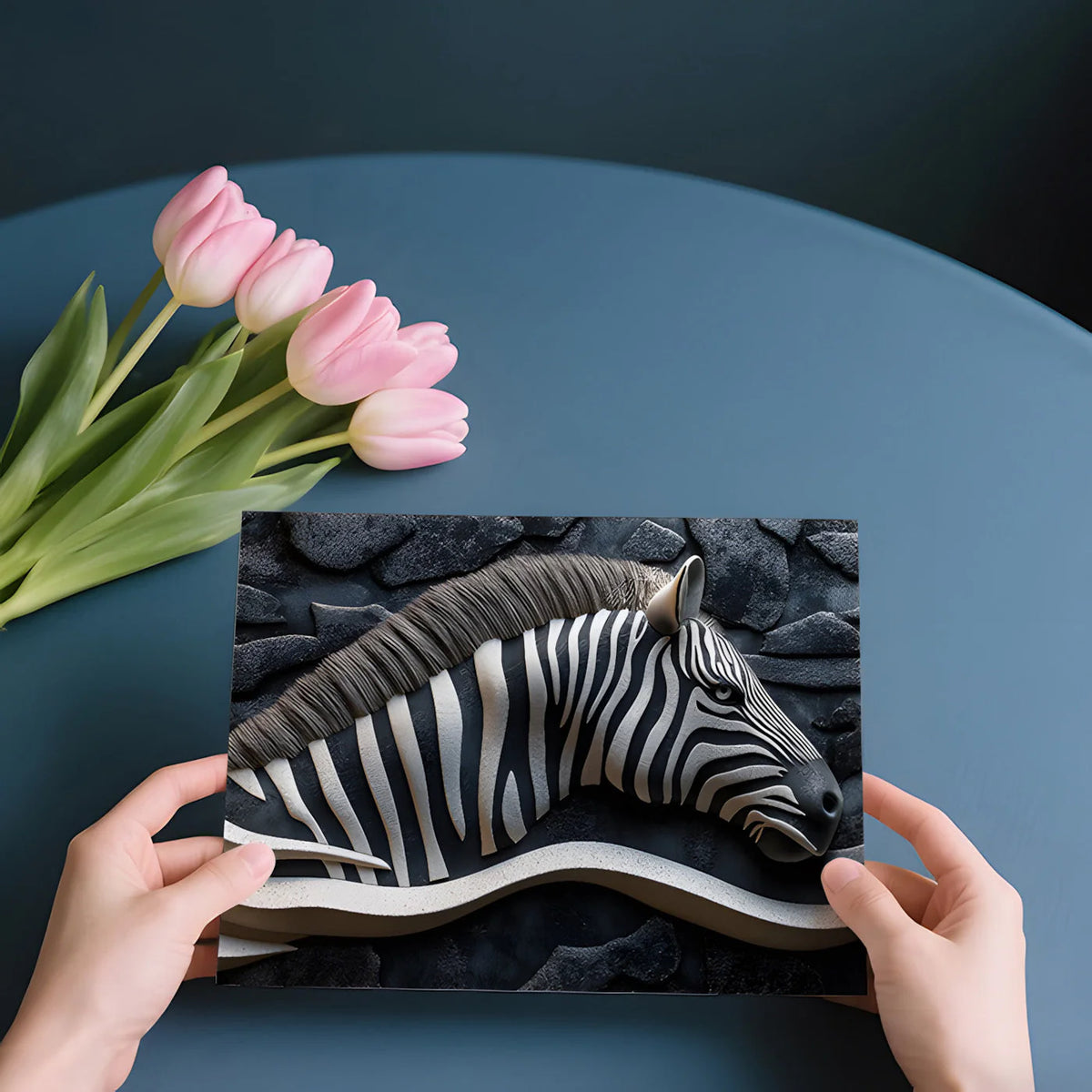 Zebra Relief 3D Effect Mural Wallpaper — Bold Artistic Wall Decor Mural Wallpaper - room preview 02