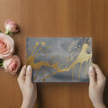 Metallic Gold Drip Mural Wallpaper — Abstract Concrete Finish Mural Wallpaper - room preview 02