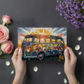 Stained Glass Vintage Van Mural Wallpaper — Vibrant Retro Style Mural Wallpaper - room preview 02