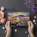 Stained Glass Retro Van Mural Wallpaper — Vibrant Floral Design Mural Wallpaper - room preview 02