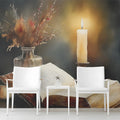 Candlelit Library Mural Wallpaper — Dark Academia Aesthetic Mural Wallpaper - room preview 02