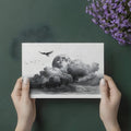 Lunar Clouds Etching Mural Wallpaper — Black and White Art Mural Wallpaper - room preview 02