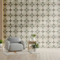 Geometric Petal Mural Wallpaper in Sage and Cream Mural Wallpaper - room preview 02
