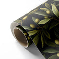 Mediterranean Olive Branch Mural Wallpaper in Deep Black Mural Wallpaper - room preview 02