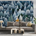 Winter Cabin in Frosty Forest Mural Wallpaper - room preview 02