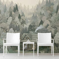 Cabin in the Woods Mural Wallpaper — Whimsical Forest Landscape Mural Wallpaper - room preview 02