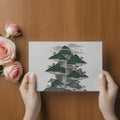 Oriental Mountain Landscape Mural Wallpaper in Emerald Green Mural Wallpaper - room preview 02