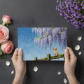 Wisteria and Golden Puppy Mural Wallpaper — Impressionistic Scene Mural Wallpaper - room preview 02