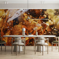 Golden Amber Liquid Abstract Mural Wallpaper - room preview 02