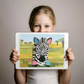 Safari Zebra Collage Mural Wallpaper — Whimsical Kids Wall Decor Mural Wallpaper - room preview 02