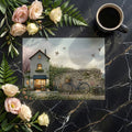 Coastal Cottage Bicycle Mural Wallpaper — Whimsical Spring Garden Mural Wallpaper - room preview 02