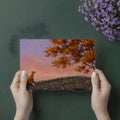 Autumn Fox and Stone Bridge Mural Wallpaper — Artistic Landscape Mural Wallpaper - room preview 02
