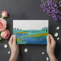 Coastal Lake Landscape Mural Wallpaper — Artistic Painted Scene Mural Wallpaper - room preview 02