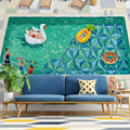 Summer Poolside Mural Wallpaper — Leisurely Artistic Design Mural Wallpaper - room preview 02