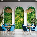 Emerald Cellular Grid Mural Wallpaper — Abstract Geometric Mural Wallpaper - room preview 02