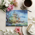 Watercolor Greenhouse Mural Wallpaper in Dreamy Blue Mural Wallpaper - room preview 02
