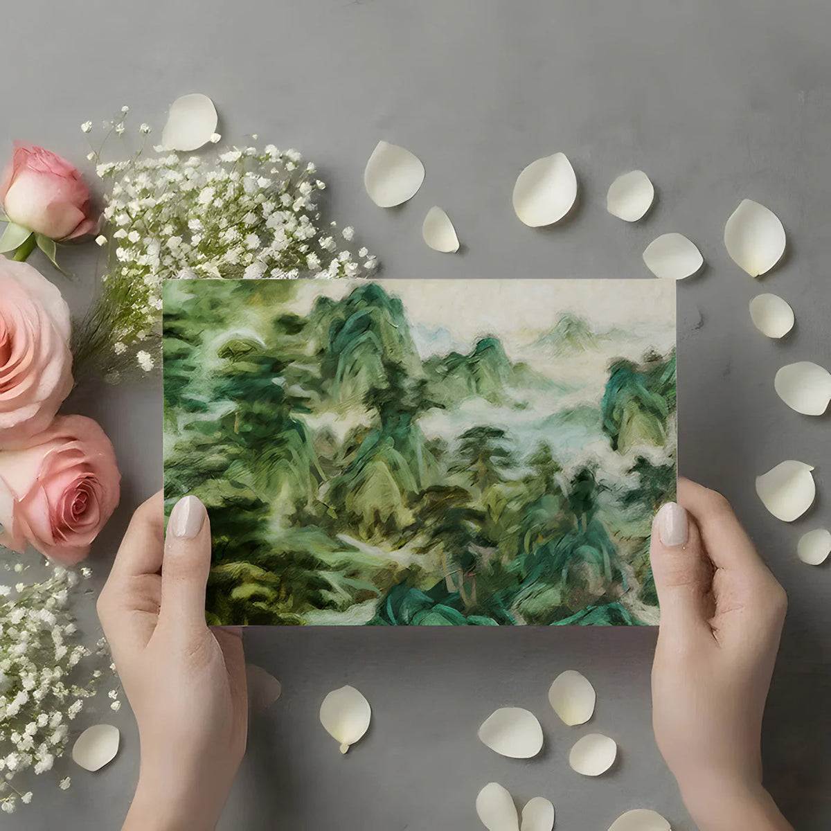 Mist-Covered Mountain Landscape Mural Wallpaper - room preview 02