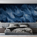 Abstract Swirling Indigo Wave Mural Wallpaper - room preview 02