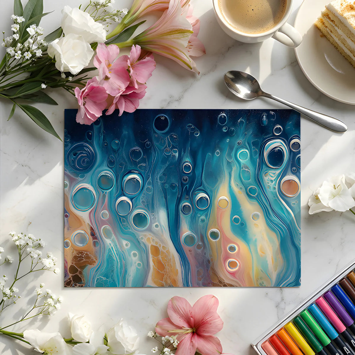 Abyssal Fluid Art Mural Wallpaper — Deep Ocean Abstract Mural Mural Wallpaper - room preview 02