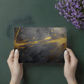Gilded Smoke Abstract Mural Wallpaper — Moody Statement Art Mural Wallpaper - room preview 02